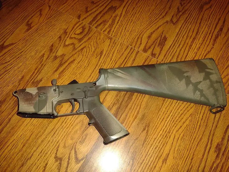 AR lower with cammo stock